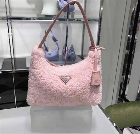 pink prada fur bag